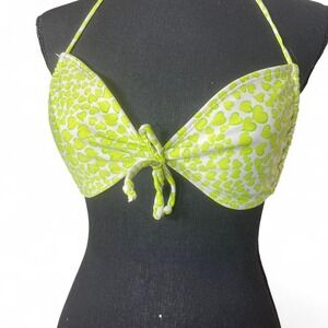 green heart y2k bikini top with faux front tie and adjustable waist/neck straps